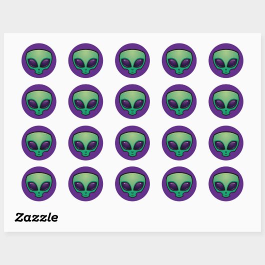 Alien Head-pictogram Ronde Sticker (Vel)