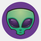 Alien Head-pictogram Ronde Sticker (Voorkant)