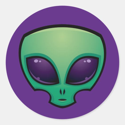 Alien Head-pictogram Ronde Sticker (Voorkant)