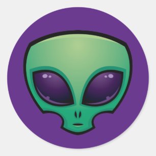 Alien Head-pictogram Ronde Sticker