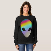 Alien Head Rave Face Colorful Believe UFO Costume Trui (Voorkant volledig)