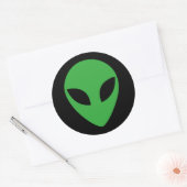Alien Head Ronde Sticker (Envelop)