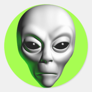 Alien Head Ronde Sticker