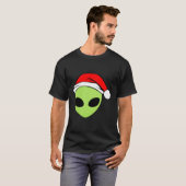 Alien Head Santa Hat Grappige Alien Geloof UFO Voo T-shirt (Voorkant volledig)