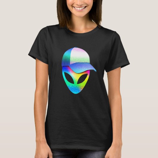 Alien Head Sci Fi Trippy Techno Rave EDM Music Fes T-shirt (Voorkant)