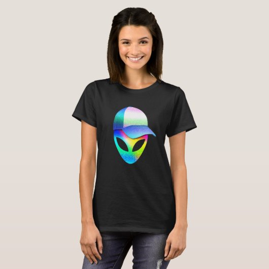 Alien Head Sci Fi Trippy Techno Rave EDM Music Fes T-shirt (Voorkant volledig)