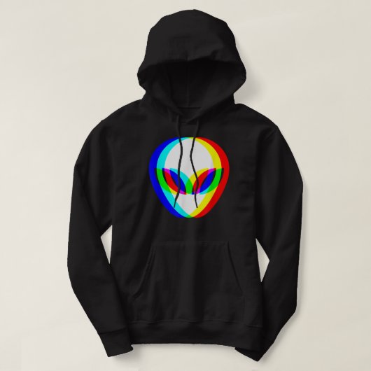 Alien Head Trippy Vaporwave Techno Rave EDM Music Hoodie (Design voorkant)