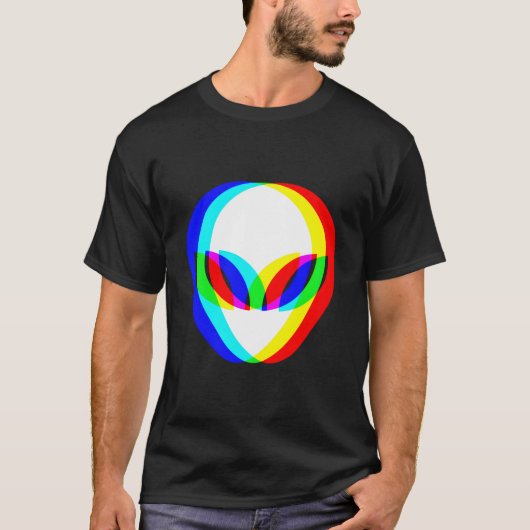 Alien Head Trippy Vaporwave Techno Rave Edm Music  T-shirt (Voorkant)