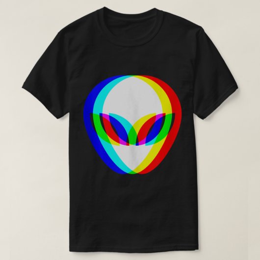 Alien Head Trippy Vaporwave Techno Rave EDM Music T-shirt (Design voorkant)