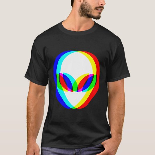 Alien Head Trippy Vaporwave Techno Rave EDM Music T-shirt (Voorkant)
