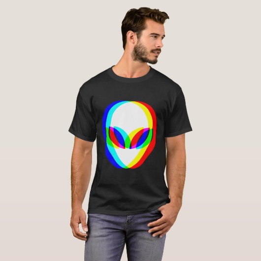Alien Head Trippy Vaporwave Techno Rave EDM Music T-shirt (Voorkant volledig)