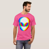 Alien Head Trippy Vaporwave Techno Rave EDM Muziek T-shirt (Voorkant volledig)