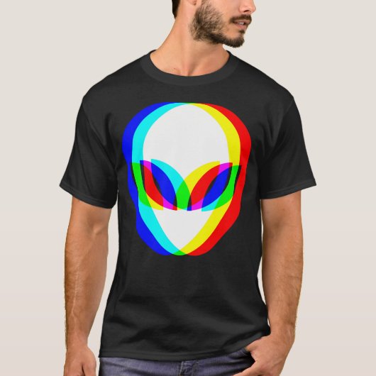 Alien Head Trippy Vaporwave Techno Rave EDM Muziek T-shirt (Voorkant)