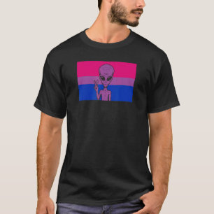 Alien Head UFO Vredesteken Gaylien Bisexual Pride T-shirt