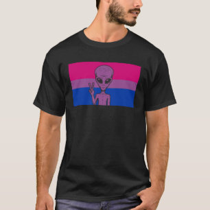 Alien Head UFO Vredesteken Gaylien Bisexual Pride T-shirt