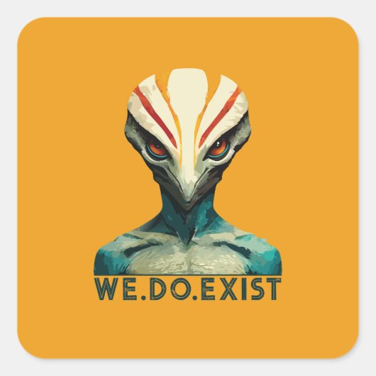 Alien Head - we bestaan Vierkante Sticker (Voorkant)