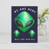 Alien Heads 40th Birthday Party Kaart (Staand voorkant)