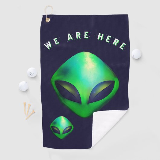Alien Heads "We Are Here"  Golfhanddoek (Insitu)