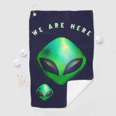 Alien Heads "We zijn hier" Golfhanddoek (Insitu)