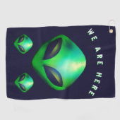Alien Heads "We zijn hier" Golfhanddoek (Horizontaal)