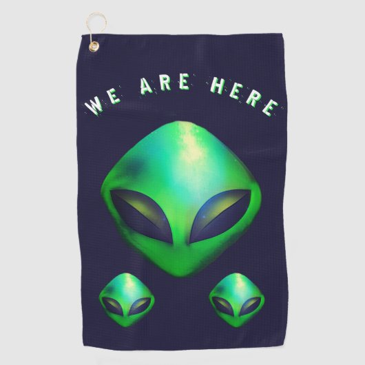 Alien Heads "We zijn hier" Golfhanddoek (Voorkant)