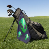 Alien Heads "We zijn hier" Golfhanddoek (Groen)