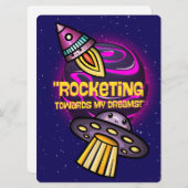 ALIEN, HEELAL, RAKETSCHIP, PLANEET EN RUIMTEVAARDE FEESTDAGENKAART (Voorkant / Achterkant)