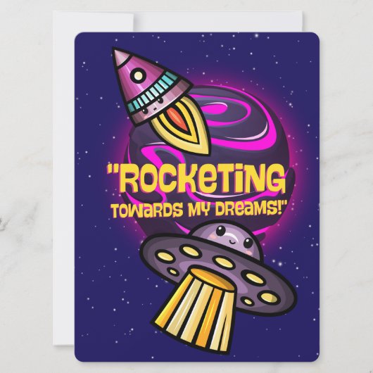 ALIEN, HEELAL, RAKETSCHIP, PLANEET EN RUIMTEVAARDE FEESTDAGENKAART (Voorkant)