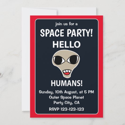 Alien Hello Humans Funny Alien Space Party Kaart (Voorkant)