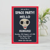 Alien Hello Humans Funny Alien Space Party Kaart (Staand voorkant)