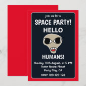 Alien Hello Humans Funny Alien Space Party Kaart (Voorkant / Achterkant)