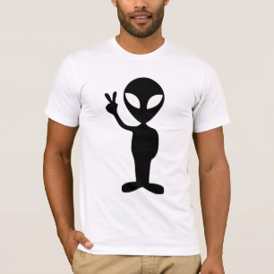 Alien, het geven van vredesteken, T-shirt