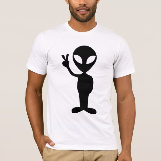 Alien, het geven van vredesteken, T-shirt (Voorkant)