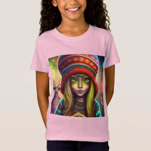 Alien Hippie Girl Gift. T-shirt (Voorkant)