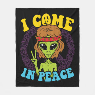 Alien Hippie I Come In Peace Fleece Deken