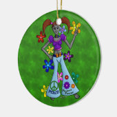 Alien Hippy Keramisch Ornament (Links)