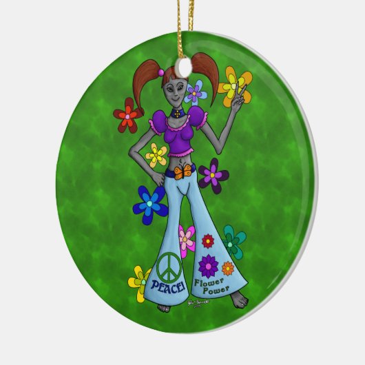 Alien Hippy Keramisch Ornament (Links)