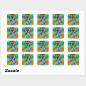 Alien Hippy Square Vierkante Sticker (Vel)