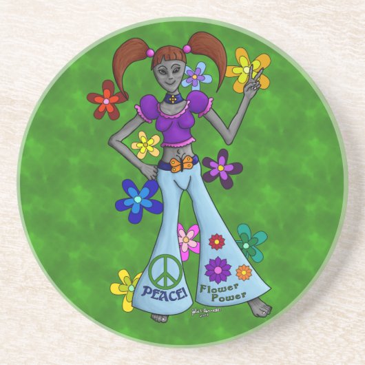 Alien Hippy Zandsteen Onderzetter (Voorkant)