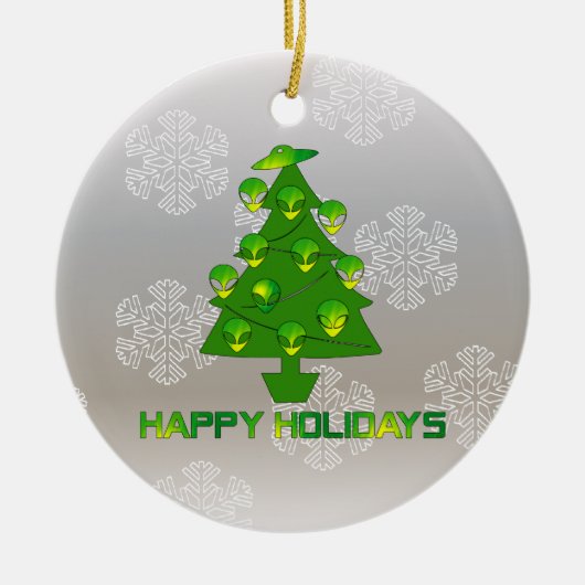 Alien Holiday-boom Keramisch Ornament (Voorkant)