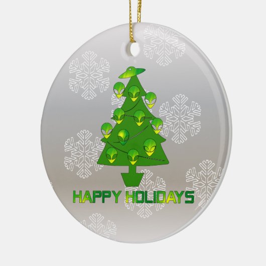 Alien Holiday-boom Keramisch Ornament (Links)