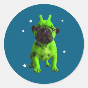 Alien Hond Meme Retro Dwaze Hond Vintage Ruimte Bb Ronde Sticker