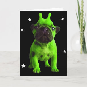 Alien Hond Meme Retro Grappige Hond Vintage Ruimte Kaart