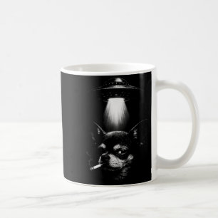 Alien Hond Rookt Sigaret Ufo T-shirt Grappige Chih Koffiemok