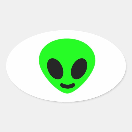 Alien hoofd gezicht ovale sticker (Voorkant)