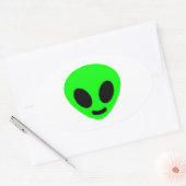Alien hoofd gezicht ovale sticker (Envelop)