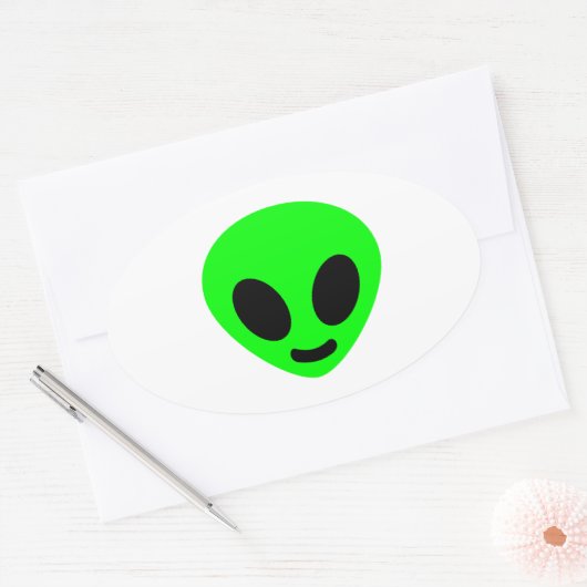 Alien hoofd gezicht ovale sticker (Envelop)