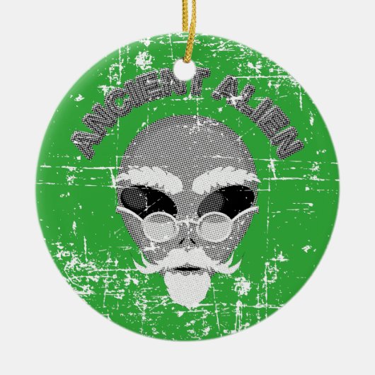 Alien-hoofd in nood keramisch ornament (Voorkant)