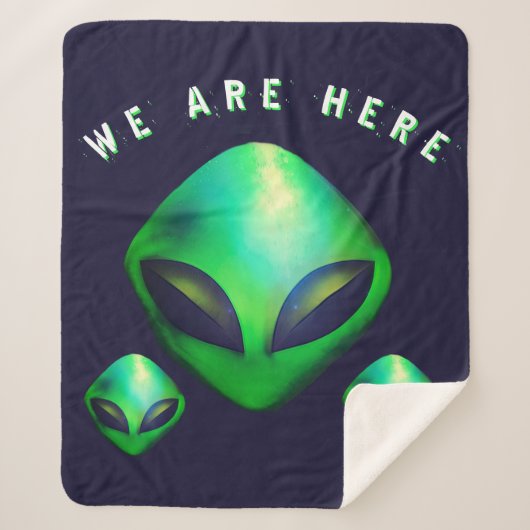 Alien Hoofden "Wij Zijn Hier" Sherpa Deken (Voorkant)