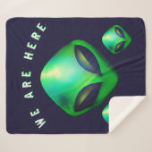 Alien Hoofden "Wij Zijn Hier" Sherpa Deken (Voorkant (horizontaal))